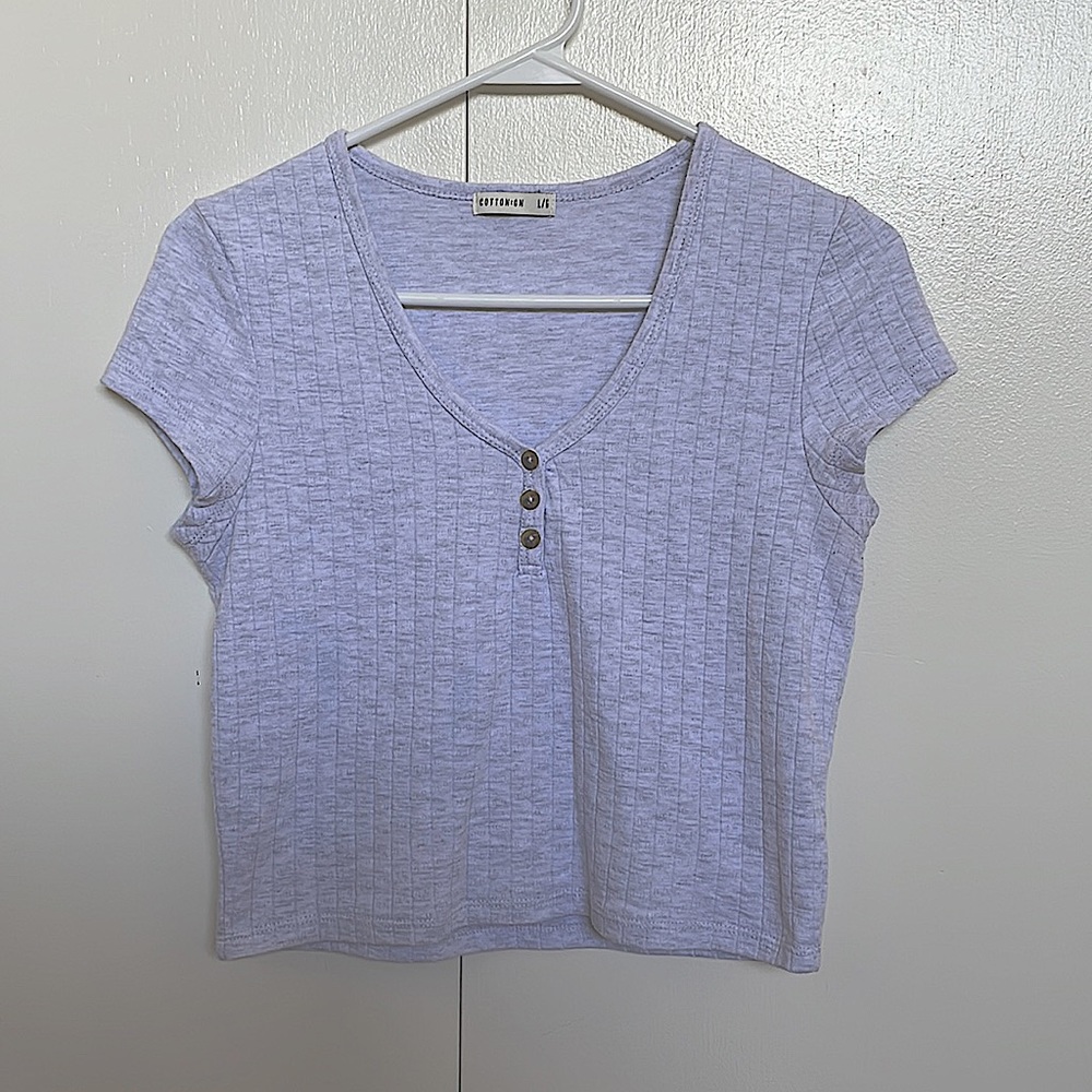 Grey V-neck with Buttons